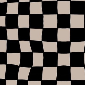 Hand Drawn Checkerboard Pattern (black/tan)