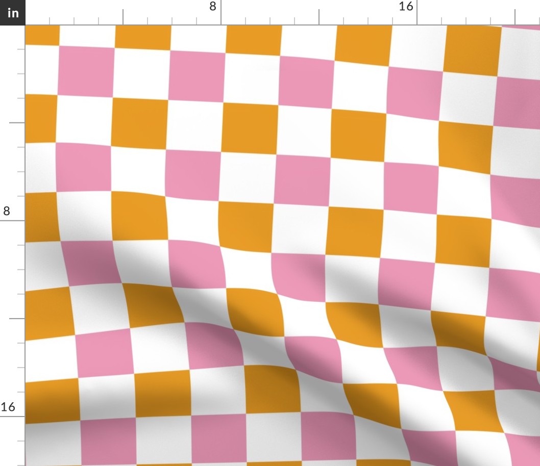 Multi Checkered Pattern (pink/mustard yellow/orange)