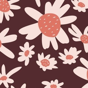 Effortless Daisies - 4" flowers- Blush Pink on Maroon