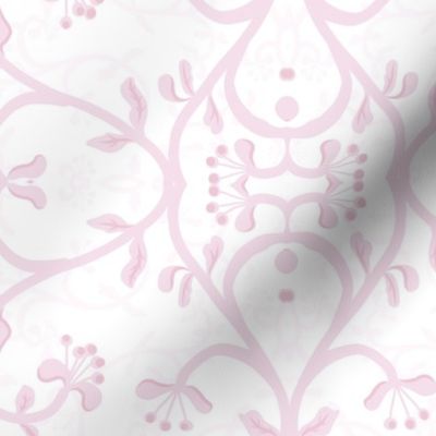 Large Scale Delicate Victorian Layered Floral in Pastel Pink and White