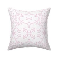 Large Scale Delicate Victorian Layered Floral in Pastel Pink and White