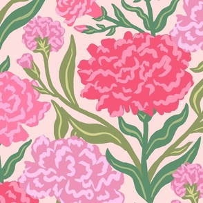Carnations Pattern in Pink - Large