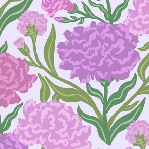 Carnations Pattern in Purple - Large