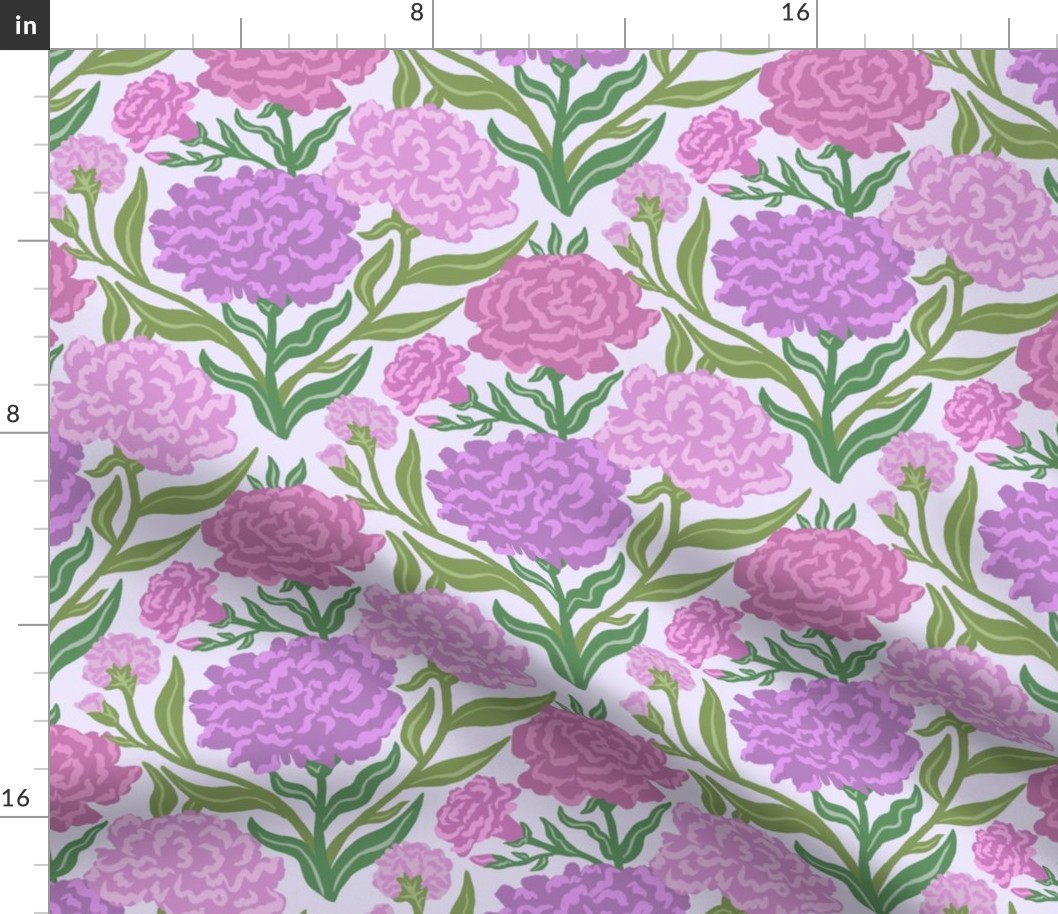 Carnations Pattern in Purple - Small
