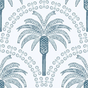 Palm tree at Italian villa blue
