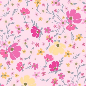 Pink country meadow flower- large