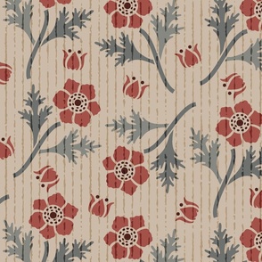 Stencil Flowers On Warm Beige-L