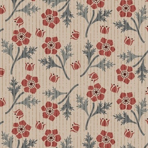 Stencil Flowers On Warm Beige-M