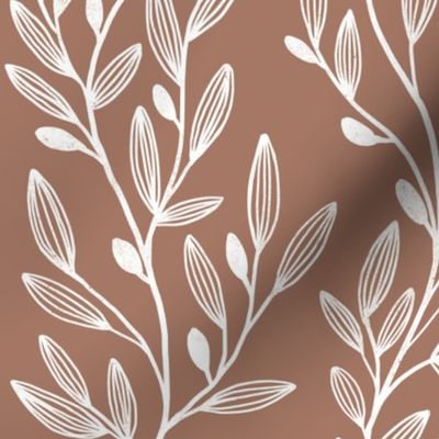 Climbing vines on a milk chocolate brown background