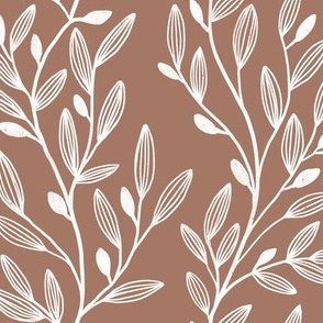Climbing vines on a milk chocolate brown background