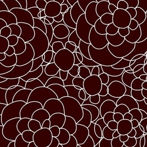 medium-Retro Flowers 4 -  - light floral net-like lines on dark burnt sugar brown