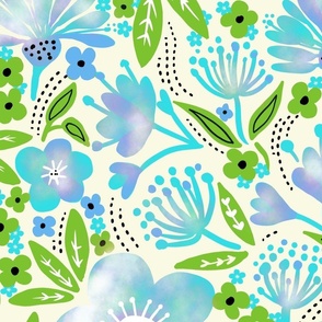 dopamine floral blue wallpaper scale