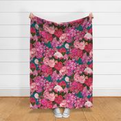 Peony Cascade - Teal - large scale