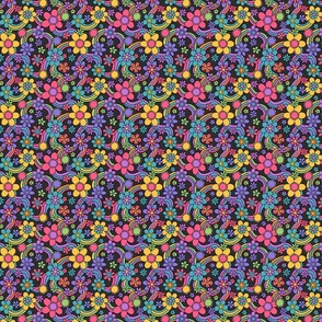 Psychedelic Floral Garden Grey BG - XS Scale