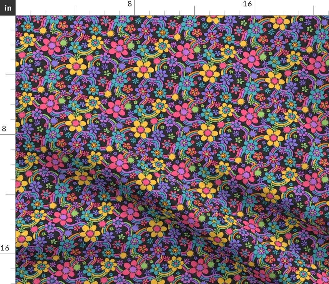 Psychedelic Floral Garden Grey BG - XS Scale