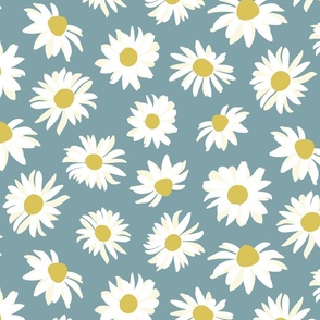 Daisies on Teal Background