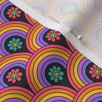 Psychedelic Floral Rainbows Grey BG - XS Scale