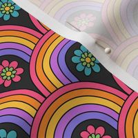 Psychedelic Floral Rainbows Grey BG - Small Scale