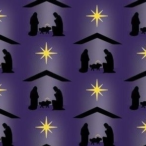 Nativity on night sky purple. 