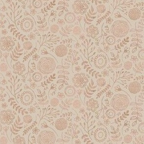 whimsical pink hand drawn florals cream background small