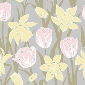 Spring Floral — Daffodils and Tulips in Butter and Piglet