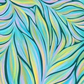 Botanical Flowing Iridescent Rainbow Leaves by Angel Gerardo - Large Scale