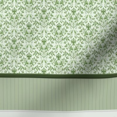 Dollhouse wallpaper with wainscoting and baseboards