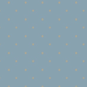 blue and beige polka dots