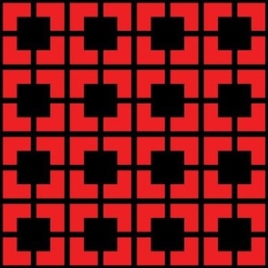 Black and Red Square Grid Lines
