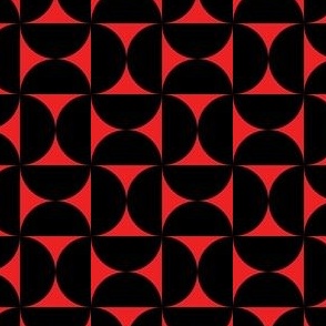 Black and Red Bold Geometric Half Circles