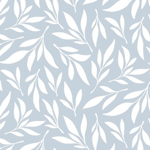 XL | White Leaves on Blue