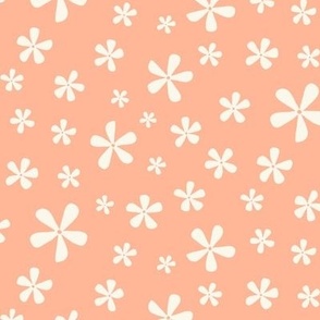 M | Cream  Ditsy Flowers on Coral