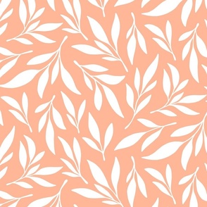 XL | White Leaves on Coral