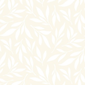 XL | White Leaf Pattern on Cream