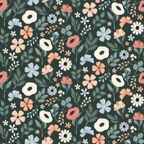 Small | Dark Moody Antique Floral Pattern