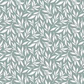 Large | White Leaf Pattern on Green