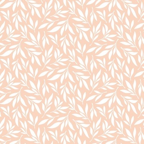 Large | White Leaf Pattern on Peach