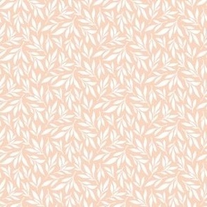 Small | White Leaf Pattern on Peach