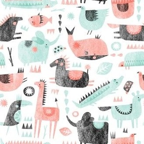 coral mint animal party | small
