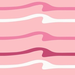 Pink horizontal Wavy Stripe - pink monochrome 