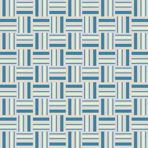 blue beige striped weave tile/ small scale