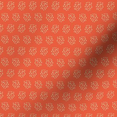 Cream clusters -(12" Step outside collection)- Creamy white dots and spots on a beautiful orange red background, a lovely co-ordinating design for the Step outside collection.