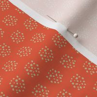 Cream clusters -(12" Step outside collection)- Creamy white dots and spots on a beautiful orange red background, a lovely co-ordinating design for the Step outside collection.