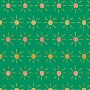 Sunny Vibes - (12" - Step outside collection)- Gorgeous green background with colorful suns this is such a cheery print and is a co-ordinating design for the step outside collection.
