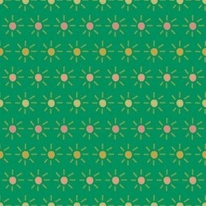 Sunny Vibes - (6" - Step outside collection)- Gorgeous green background with colorful suns this is such a cheery print and is a co-ordinating design for the step outside collection.