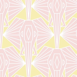 Deco Delight Elephant // large // pink, yellow, Art Deco elephant