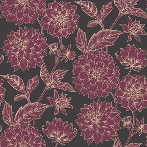 Dahlia Blooms - Vintage Merlot