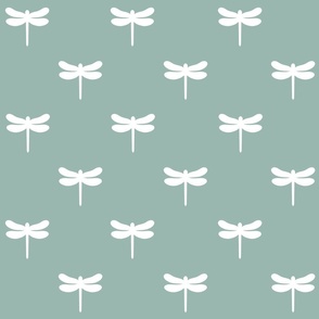 Simple Dragonfly Silhouette on duckegg blue