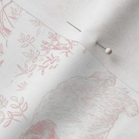 Country Dogs Toile Blush Pink on White
