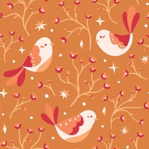 Folk birds - orange